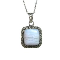 Vintage Sterling Banded Blue Agate Pendant