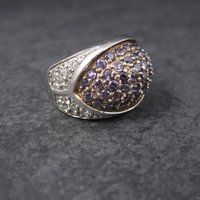 90s Amethyst Dome Ring Sterling Size 7