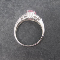 Sterling Silver Pink Sapphire White Zircon Ring Size 8