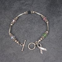 Sterling Crystal Awareness Ribbon Bracelet 7.25 Inches