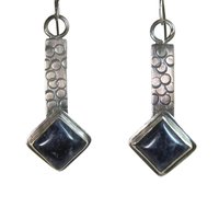 Large Sterling Silver Sodalite Earrings