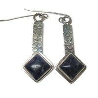 Large Sterling Silver Sodalite Earrings