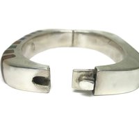 Heavy Mexican Sterling Inlaid Bangle Bracelet