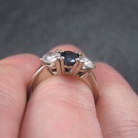 Vintage 14K 1 Carat Diamond Sapphire Ring Size 6