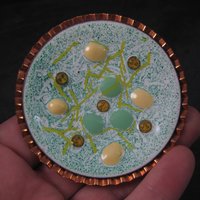 Large Copper Enamel Modernist Brooch