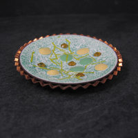 Large Copper Enamel Modernist Brooch