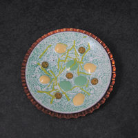 Large Copper Enamel Modernist Brooch