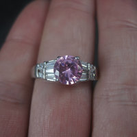 Sterling Silver Pink Sapphire White Zircon Ring Size 8