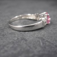 Sterling Silver Pink Sapphire White Zircon Ring Size 8