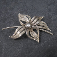 Vintage Sterling Flower Brooch Forstner