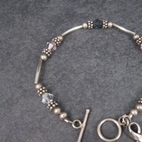 Sterling Crystal Awareness Ribbon Bracelet 7.25 Inches