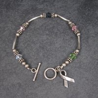 Sterling Crystal Awareness Ribbon Bracelet 7.25 Inches