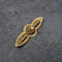 Antique 10K Diamond Brooch Pin