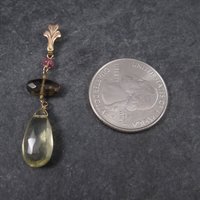 Antique 10K Gold Lavalier Pendant | Quartz Drop Necklace by Esemco Shiman Mfg Co | Edwardian Style Fine Jewelry
