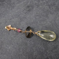 Antique 10K Gold Lavalier Pendant | Quartz Drop Necklace by Esemco Shiman Mfg Co | Edwardian Style Fine Jewelry