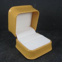 Embossed Golden Yellow Leatherette Ring Box