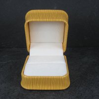 Embossed Golden Yellow Leatherette Ring Box