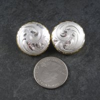 Vintage Western Dome Earrings Estate Sterling Silver Cowgirl Jewelry