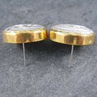 Vintage Western Dome Earrings Estate Sterling Silver Cowgirl Jewelry