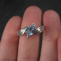 Vintage Sterling Blue Topaz Ring Size 10