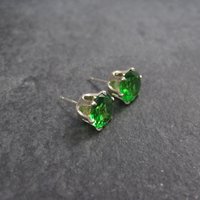 May Birthstone Emerald Sterling Stud Earrings 6mm