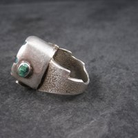 Huge Turquoise Ring Vintage Southwestern Tufa Cast Kewa Jewelry Size 6.5