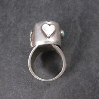 Huge Turquoise Ring Vintage Southwestern Tufa Cast Kewa Jewelry Size 6.5