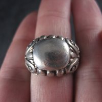 Heavy Vintage Gothic Dome Ring Sterling Size 7.5