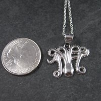 Estate Sterling Silver Octopus Pendant Necklace Laser Cut