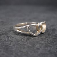 Vintage Sterling Double Heart Ring Size 8