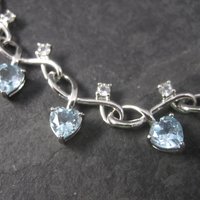 White Zircon Blue Topaz Heart Necklace 18 Inches
