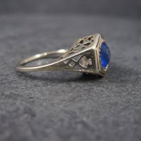 Antique 14K Blue Glass Ring Size 7.5
