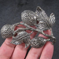 Large Vintage Pot Metal Plant Brooch