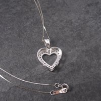 Estate 14K White Gold .25 Carat Diamond Heart Pendant Necklace