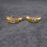 Vintage 14K .70 Ctw Fancy Yellow Diamond Earrings
