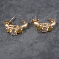 Vintage 14K .70 Ctw Fancy Yellow Diamond Earrings