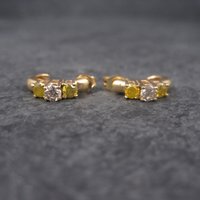 Vintage 14K .70 Ctw Fancy Yellow Diamond Earrings