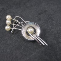 Estate Sterling Pearl Brooch Curtis Jewelry