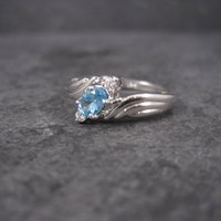 Vintage Sterling Blue Topaz Ring Size 10