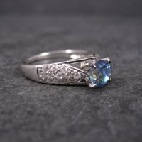 Blue Mystic Topaz Engagement Ring Sz 9