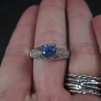 Blue Mystic Topaz Engagement Ring Sz 9