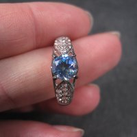 Blue Mystic Topaz Engagement Ring Sz 9