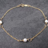 Dainty Vintage 14k Pearl Bracelet 8.5 Inches