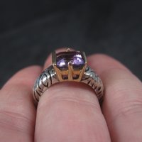 Vintage Sterling 14K Amethyst Ring Size 7 Clyde Duneier