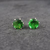 May Birthstone Emerald Sterling Stud Earrings 6mm