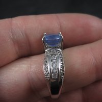 Sapphire Ring and White Zircon Ring Sterling Sz 8