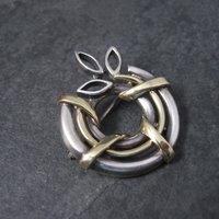 Vintage Sterling 14K Wreath Brooch