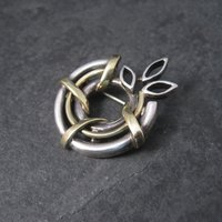 Vintage Sterling 14K Wreath Brooch