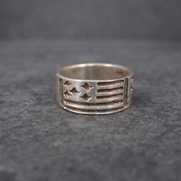 Vintage Sterling Flag Band Ring Size 5