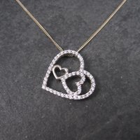 Vintage Sterling Cubic Zirconia Triple Heart Pendant